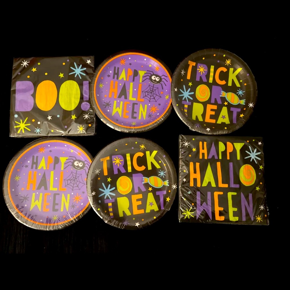 “Happy Halloween” Party Plates Napkins "Trick Or Treat” "BOO"